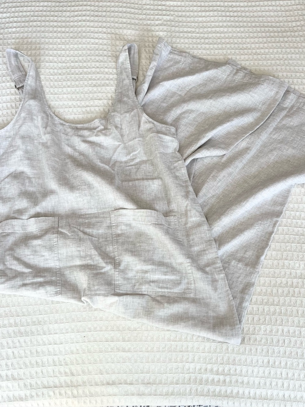 Lou & Grey Light Gray Linen blend overall jumpsuit medium